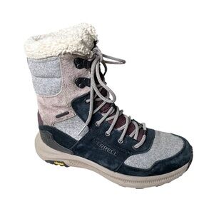 MERRELL Women’s Ontario Tall Polar Waterproof Winter Boots Grey 6